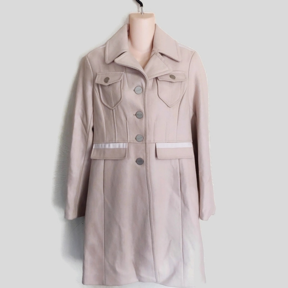 Kenneth Cole New York Cream Color Long Peacoat Size Women's 6